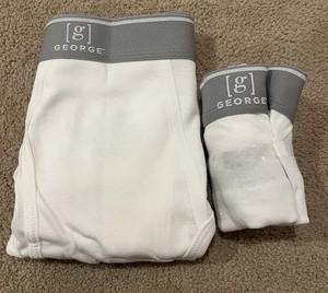Lot Of Two (2) George White Briefs Underwear  XL Antimicrobial Tag Free. NOOP