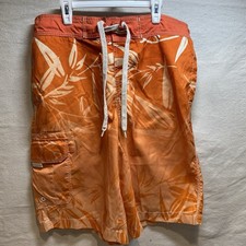 orange and white tropical floral print Arizona Jean Co. men's board shorts