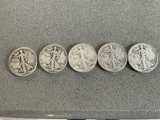 walking liberty half dollar lot of 5