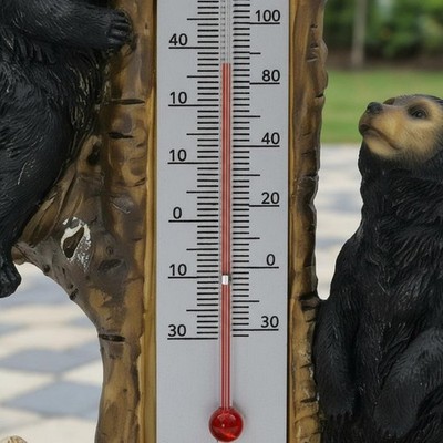 Bärenfigur mit Thermometer Wetterfest Bärenthermometer Dekorativ für Garten