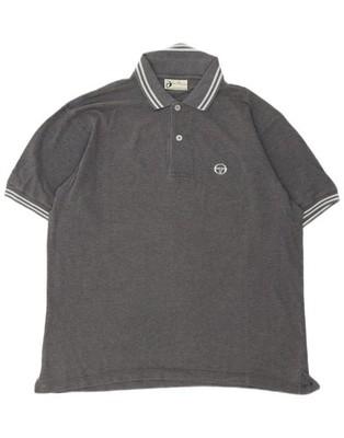 Sergio Tacchini Mens Polo Shirt Large Grey Cotton BJ11