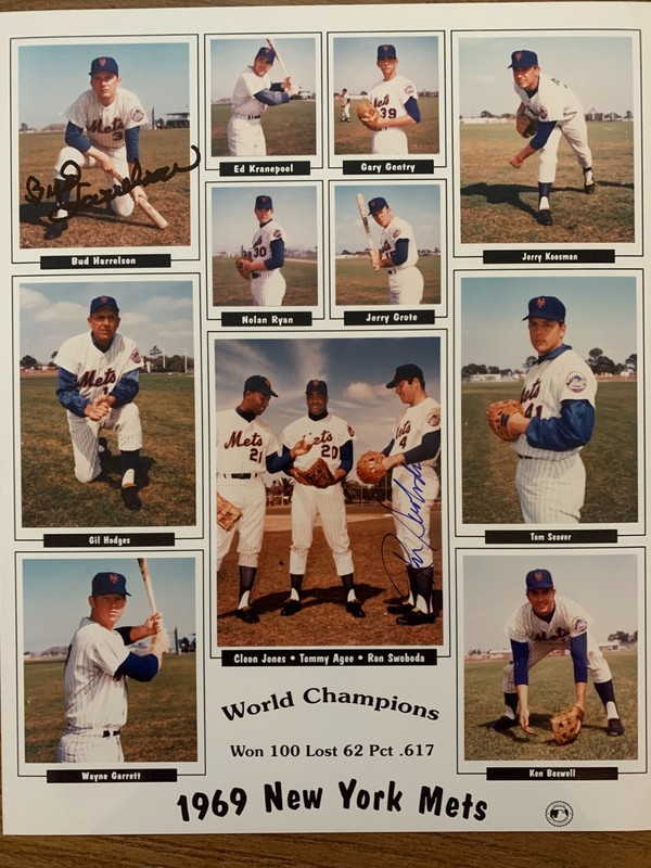 BUD HARRELSON & RON SWOBODA SIGNED 1969 New York Miracle Mets 8x10 photo collage