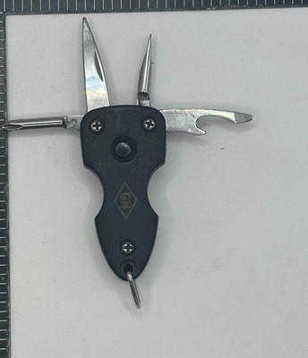 GH Keychain Pocket Multi-Tool Stainless Steel with LED Flashlight 6 in 
