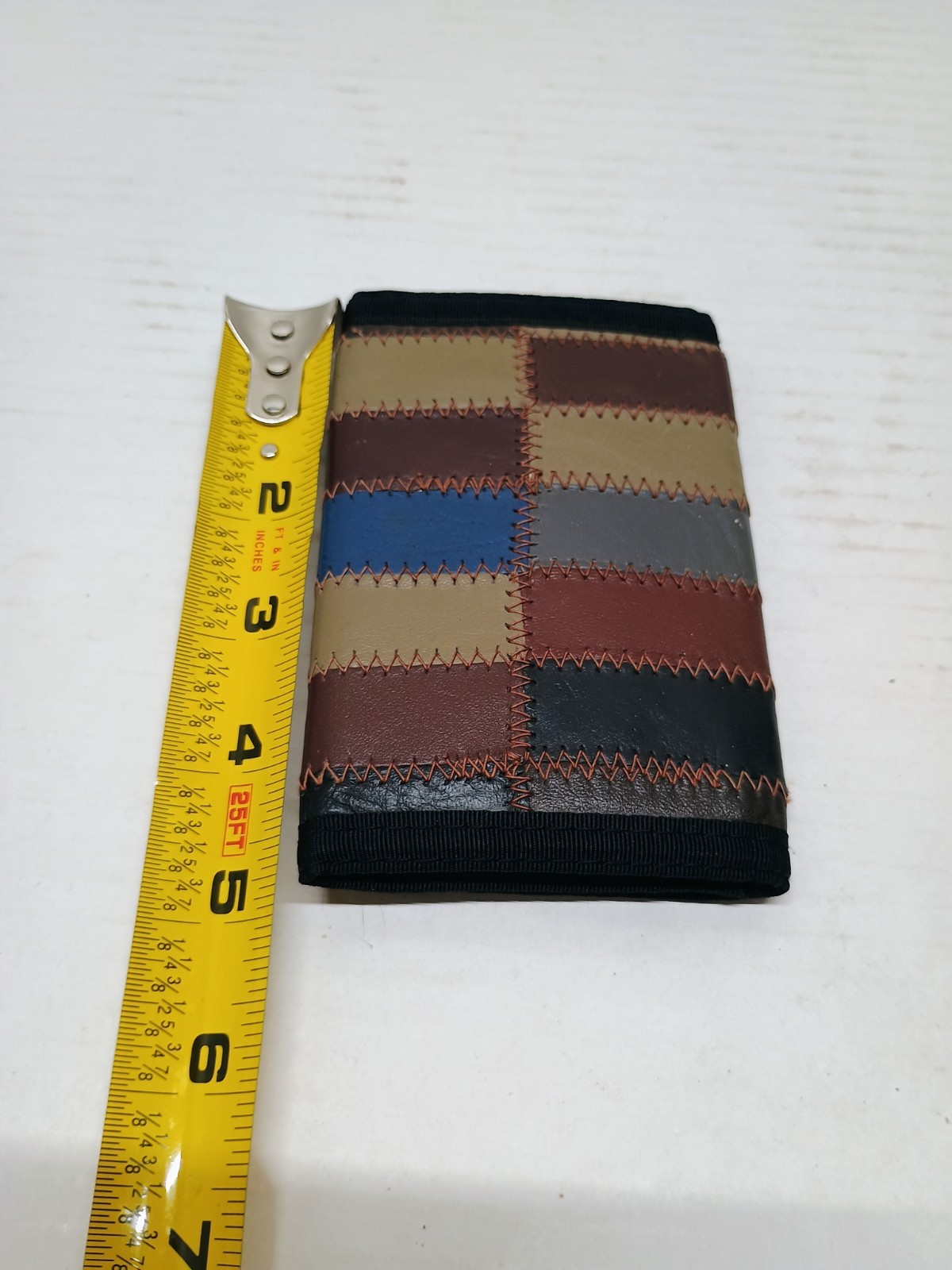 Patchwork leather foldable wallet mens - image 5