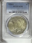 1924S Peace Dollar $1 Silver Coin PCGS AU-50 BOTH THE OBV AND THE REV ARE TONED