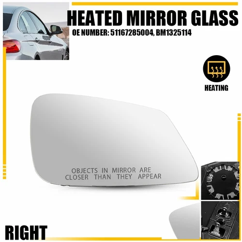 For BMW 320 328 330 335 340 428 430 435 X1 i3 Passenger Side Mirror Glass Heated