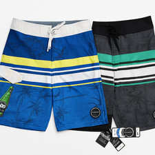 2-ISLAND DAZE BOARD SHORTS/BOTTLE OPENER 4 WAY STRETCH BLUE - NEW W/TAGS SIZE:32