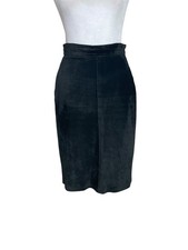 Pelle Leather Suede Black Pencil Skirt Size Small 7/8 