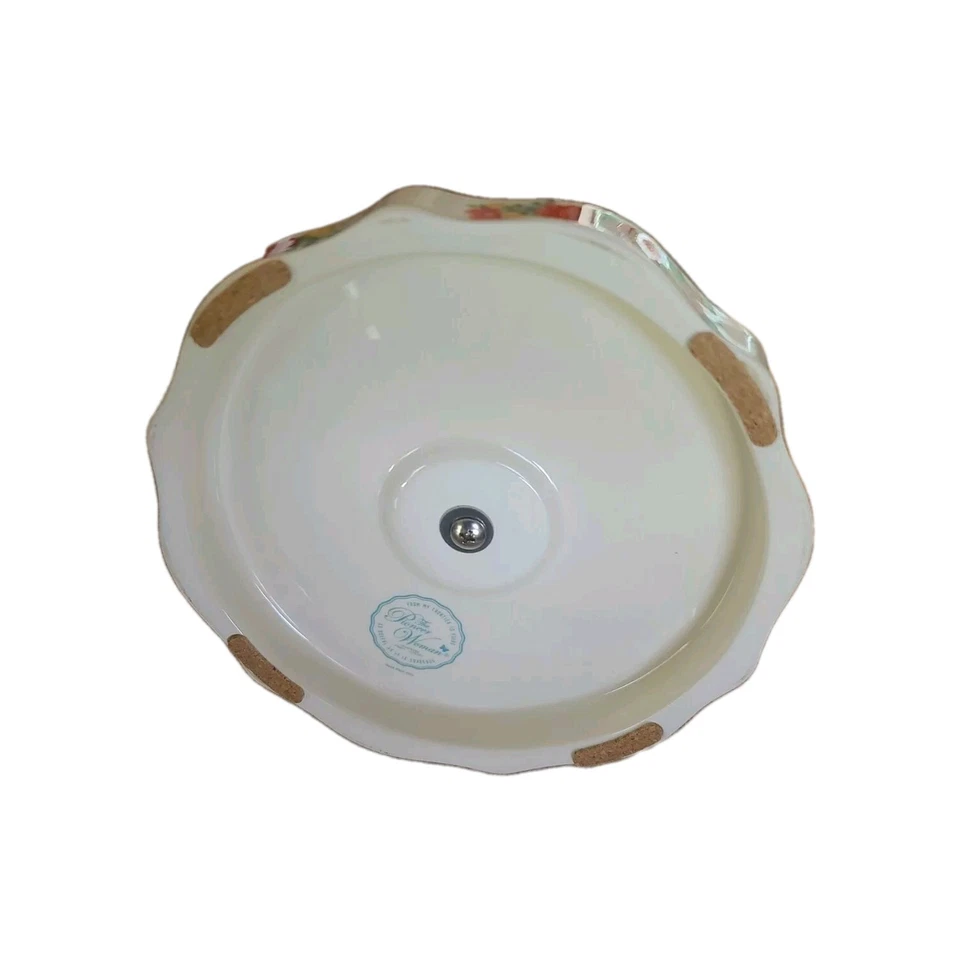 Toallero de papel base madera acacia y gres vintage floral ~ Foto 4 de 4