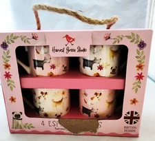 Harvest Green Studio Cute Dogs Espresso Cups Set of 4 Pink White (D13)