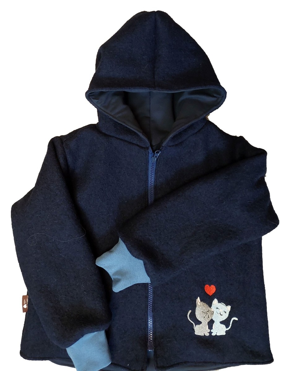 Wendejacke Jacke Baby Kinder Kapuze Wollwalkjacke Bündchen