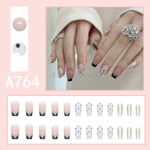 Press On Nails Glue Gel On False reusable Fake French Nail Tip Multicolor AU - Picture 20 of 57