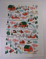 Rifle Paper Co Happy Holidays Christmas Barn Farm Theme Dish Towel Tea Towel
