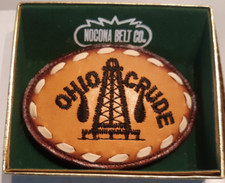 belt buckle Ohio Crude leather oval by Nocona Belt Co. 3.75" long NEW