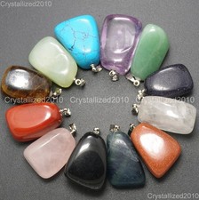 Natural Gemstones Free Formed Nugget Reiki Chakra Healing Pendant Charm Beads