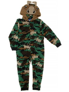 St Eve Boys Green Camo Moose Hooded Fleece One Piece Blanket Sleeper Ebay
