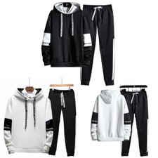Men Tracksuit Sport Leisure Suit Hoodie Sweatshirt Pullover Drawstring Pant Set