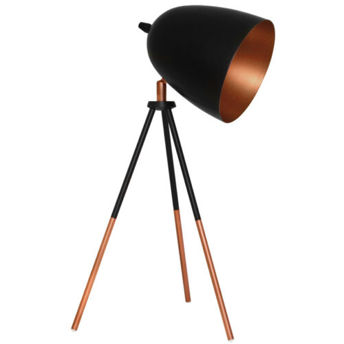 Lampe de table lampe de table CHESTER trépied abat-jour métal noir cuivre EGLO - Photo 1/3