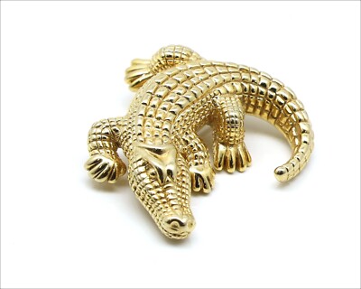Vintage - Estate - LOREE 18k Gold Alligator Crocodile Designer Brooch - 7.6 Gr.