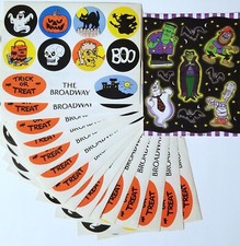 HALLOWEEN 15 VINTAGE STICKER SHEET LOT TRICK OR TREAT BOO SCRAPBOOKING GHOST