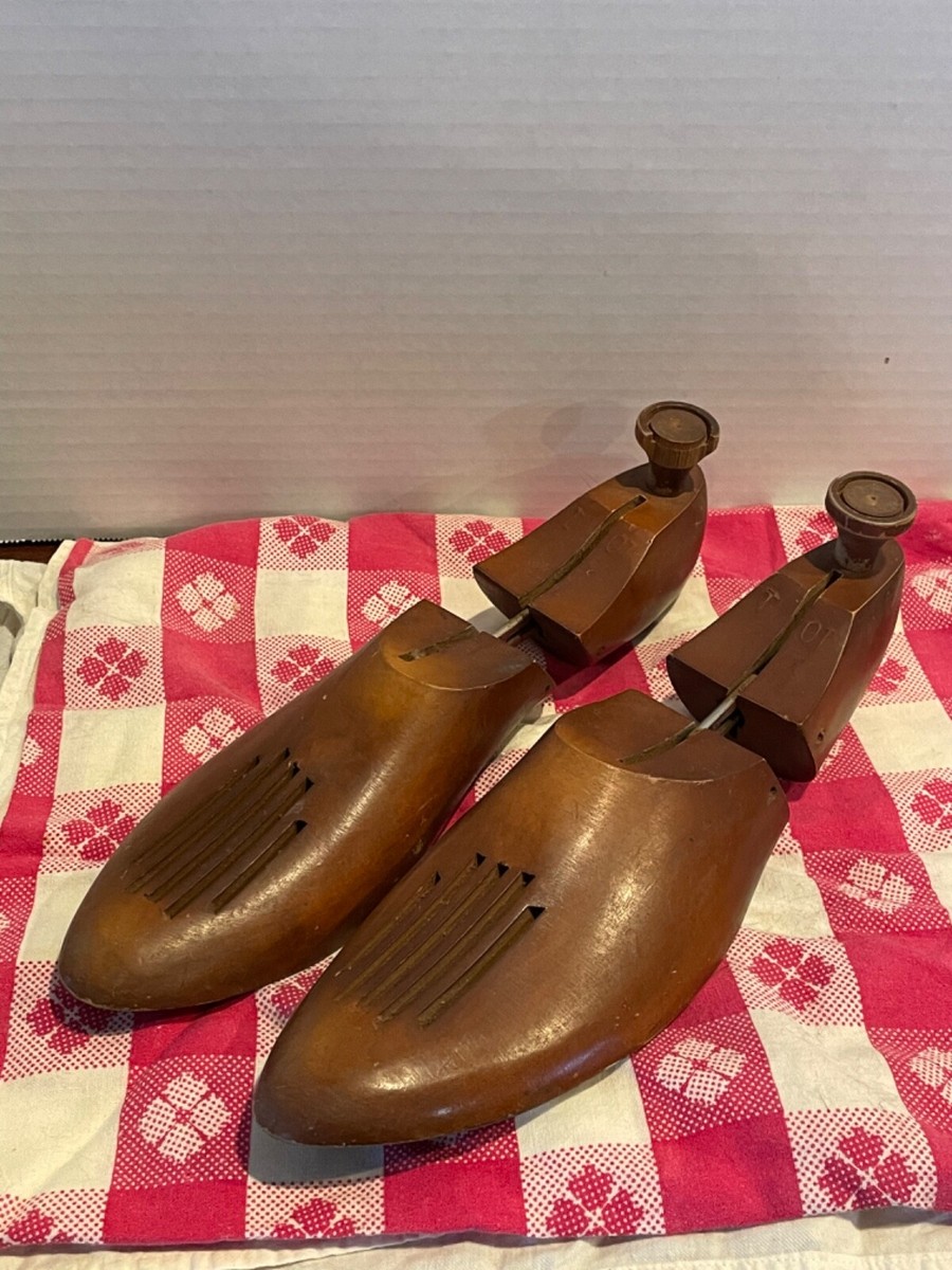 Vintage Wooden Tree Shoe Mold Stretcher Form Insert Size 10-1