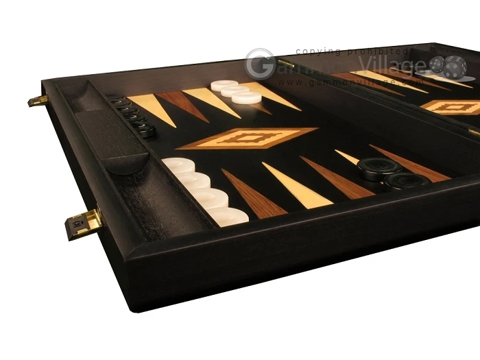 Black Wood Backgammon Set - Black Field - Large Wooden Board - Image 3 of 4