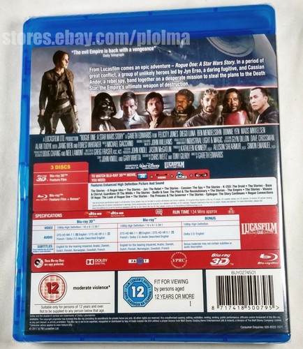 ROGUE ONE: A STAR WARS STORY Brand New 3D (and 2D) BLU-RAY Movie 2016 Film - Picture 2 of 3