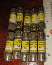 10x Littelfuse FLQ-5 5A Class CC Midget Time-Delay Fuse 500VAC Buss FNA-5