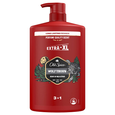 OLD SPICE WOLFTHORN 3in1 Shower Gel EXTRA XL Size Bottle 1L 33.8fl