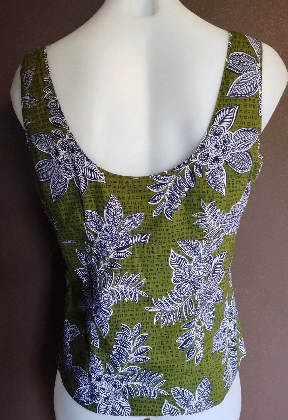 Talbots Small Green Patterned Side Zip Tank Sleev… - image 1