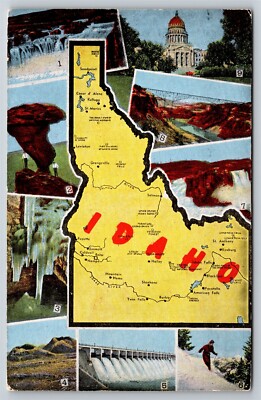 Idaho State Map Key on Back 29197-10 Postcard, N13