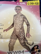 Girls Cheetah Halloween Costume Jumpsuit Size L 10-12. New