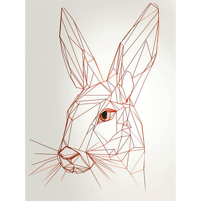 Rabbit Polygon Head Minimal Line Drawing Portrait Wall Art Poster Print Giant