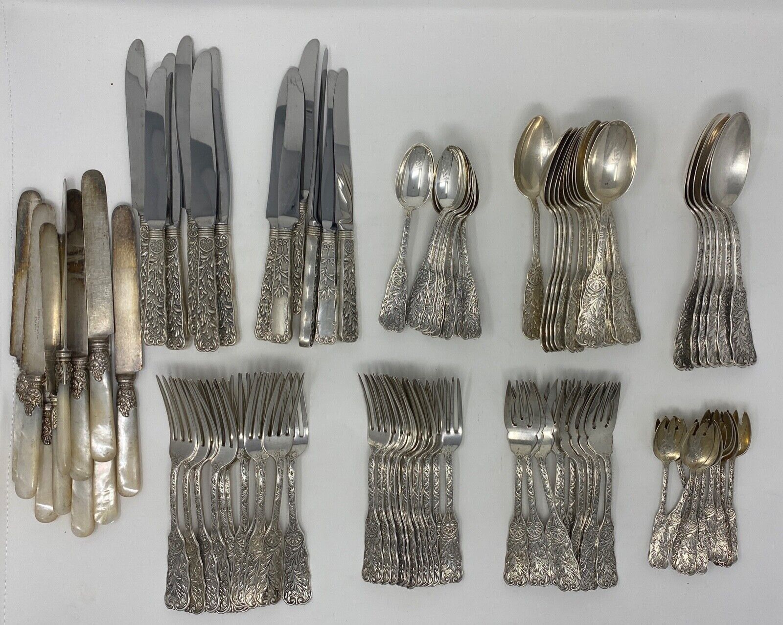 Set of Gorham St Cloud1885 flatware with mother of pearl handled knives 96 pcs