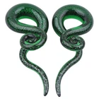 2pcs Glass Spiral Tapers Teal Ear Plugs Dichroic Hand Made Pyrex Glass Ear Plugs