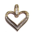 10k Yellow gold .34ct SI1 H Diamond heart shape omega slide charm pendant 1.9g — photo 5