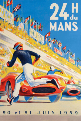 24 Hours Of Le Mans 1959s Auto Races Vintage Style Wall Art - POSTER 20''x30''