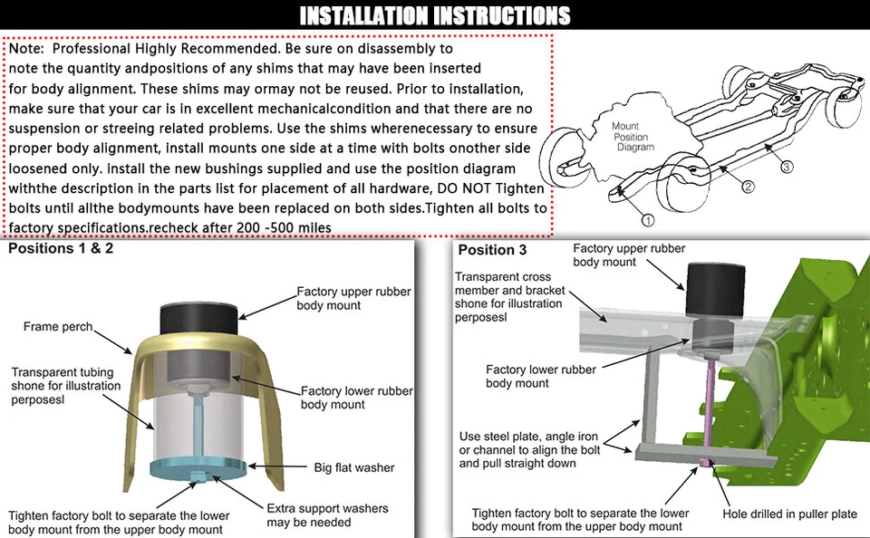 Juego de bujes de montaje de cabina carrocería 2x2/4x4 para Ford F150 F250 F350 1980-1998 4.4123R nuevo Foto 4 de 4