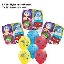 3 x 18" Mylar & 6 x 12" DISNEY INSIDE OUT Latex Balloons Party Decoration