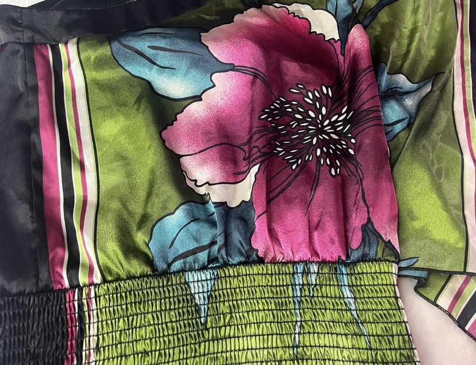 Vintage Y2K Silky Floral One Shoulder Classy Women’s Blouse Size Small