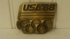 Vintage Olympic USA '88 Solid Brass Belt Buckle