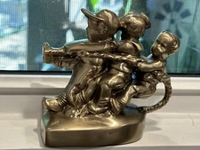The Master Teacher Award Pulling for Kids Brass Bookend Or Paperweight 5" USA