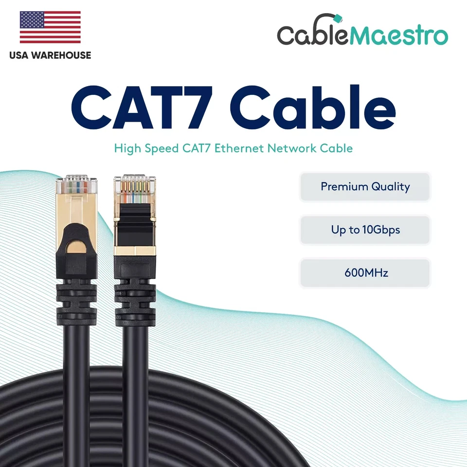 CAT7 U/FTP PATCH CORD LAN CABLE GOLD PLATED 6FT-200FT White Multi Pack LOT - Image 3 of 4