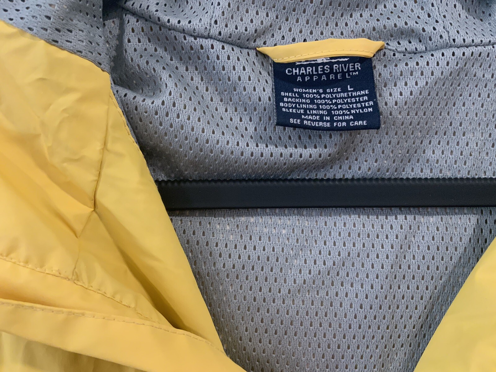 charles river Women&rsquo;s. apparel rain jacket  Size Lg Yellow Reflective Strip