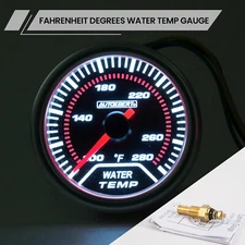 Coolant Water Temp Gauge Meter 100-280 Fahrenheit W/ 1/8" NPT Sensor 52mm / 2"