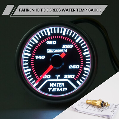 #ad Coolant Water Temp Gauge Meter 100 280 Fahrenheit W 1 8quot; NPT Sensor 52mm 2quot; $15.86