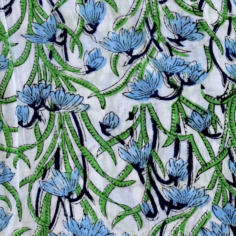 10 Yard Indian Hand Block Printed Cotton Fabric Voile Dressmaking Material G1F - Image 3 of 4