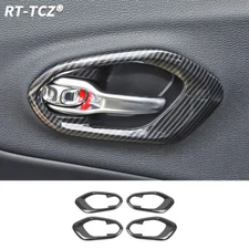 4x Interior Door Handle Bowl Cover Trim For Jeep Cherokee 2014-2021 Carbon Fiber
