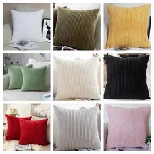 Cushion Covers Corduroy Cord Jumbo Stripe Super Soft 18x18"/45x45cm Pillow Case
