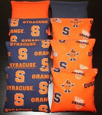 8 CORNHOLE BEANBAGS made w SYRACUSE University Fabric ACA Reg Bags, Top Quality